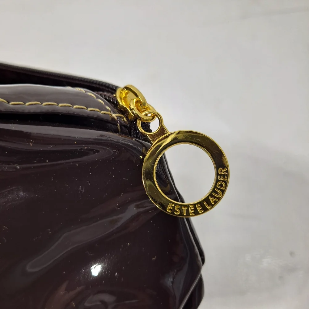 Estee Lauder Chocolate Brown Vinyl Makeup Bag